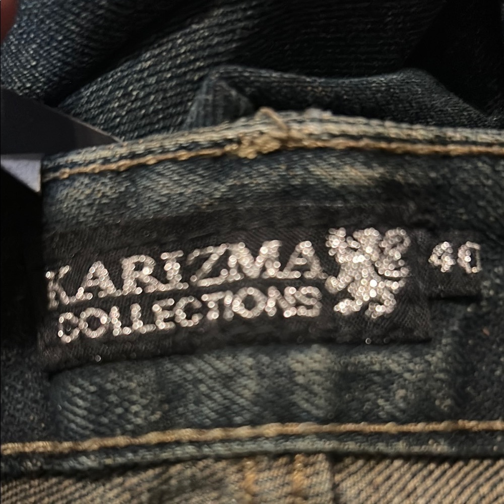 Karizma Collections Men's Jeans Size 40/32 Vintage Blue Wash - Picture 8 of 9